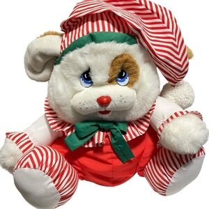 Vintage 1992 Christmas Puppy Dog Nylon Puffy Plush Happiness Aid by Well Made